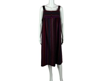 Sukienka w paski w stylu vintage z lat 70. damska, duża, fioletowa, wielokolorowa, boho, hipisowska