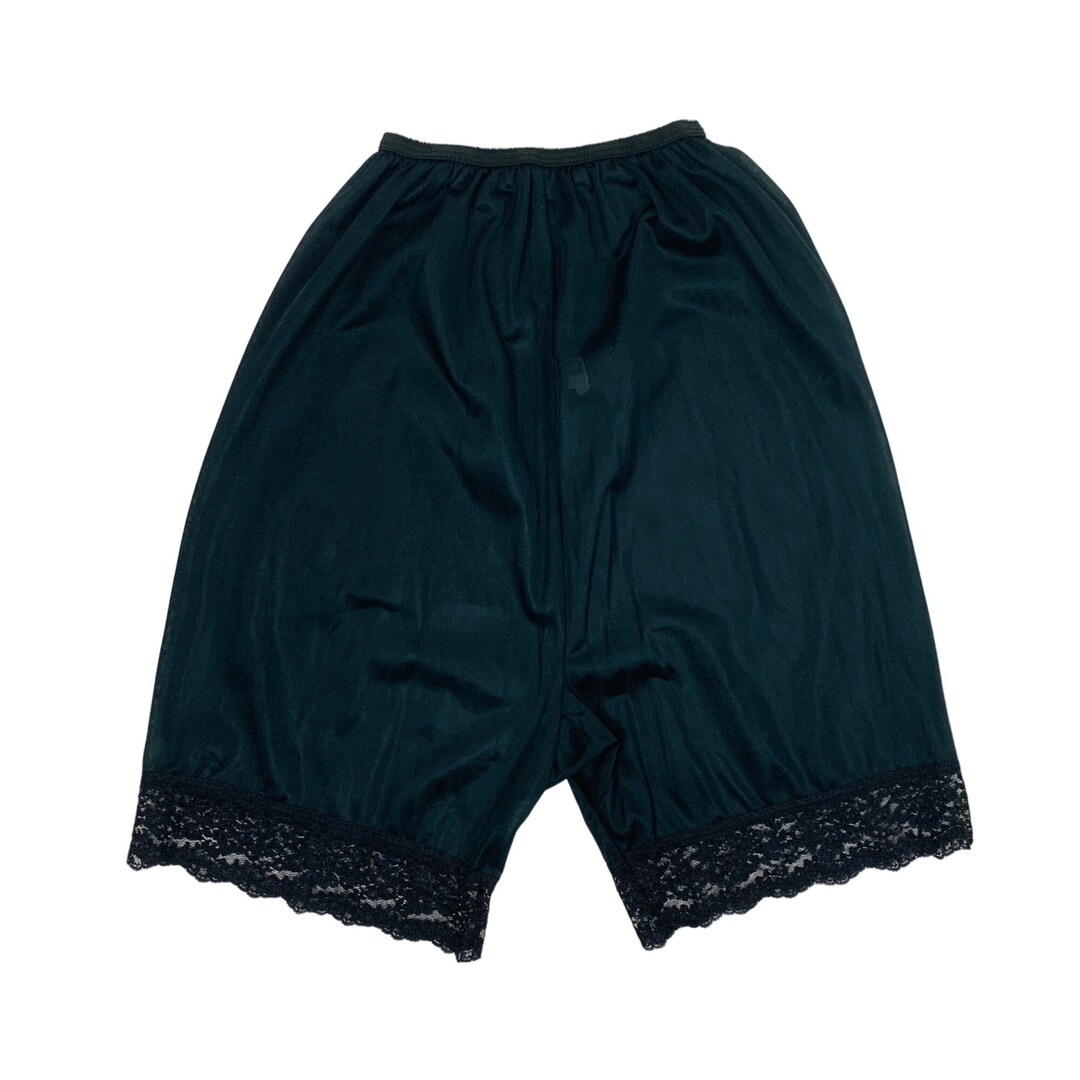 Vintage Slip Tap Shorts Black Nylon Lace Trim Elegant Etsy