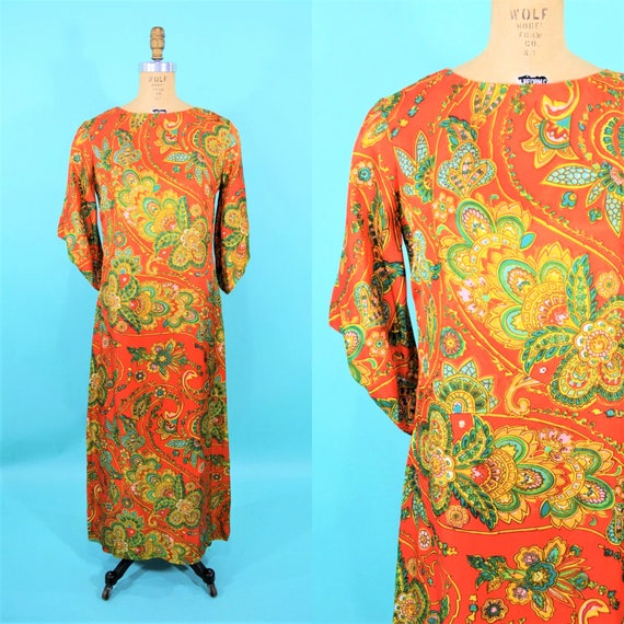 Vintage 1970s Paisley Maxi | Alex Coleman Orange H