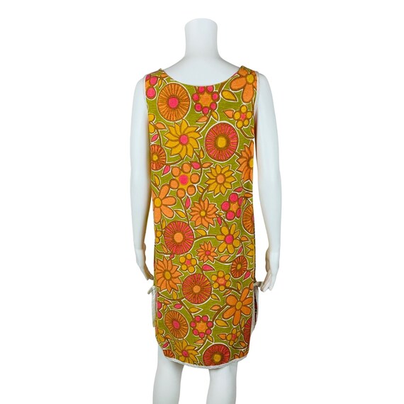 Vintage 1960s House Dress Groovy Floral Print Pin… - image 8