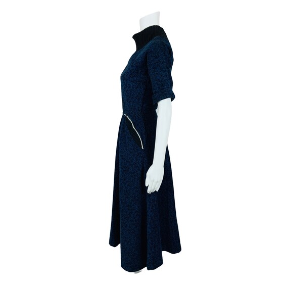 Vintage 1950s Blue Corduroy Dress Speckled Batwin… - image 7