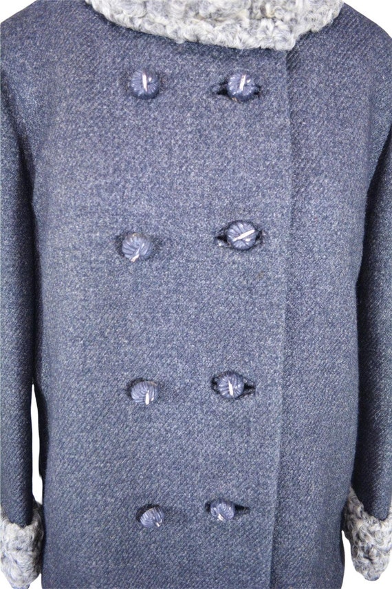Vintage 1950s Wool Suit Set Charcoal Gray Fur Col… - image 4