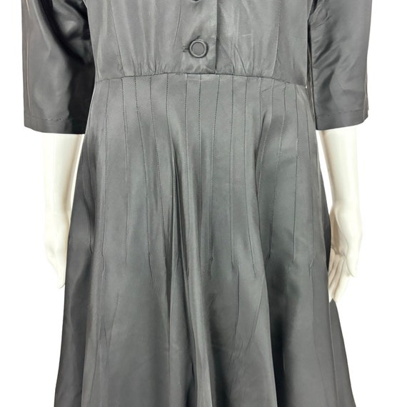 Vintage 40s Dress Women's Medium Black Taffeta Fi… - image 5