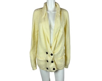 Vintage 70s Cream Cardigan Shawl Neck Women's Tunic Sweater Boho