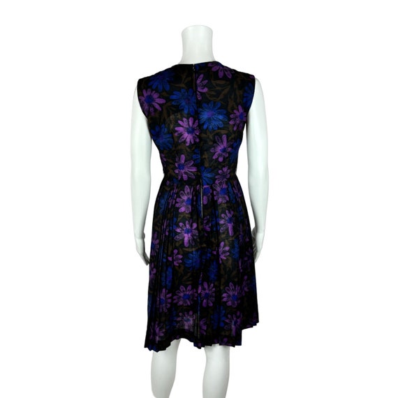 Vintage 60s Daisies Dress Dark Floral Print Purpl… - image 9