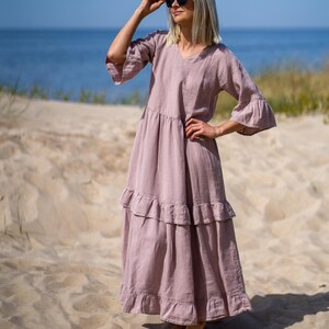 Linen Maxi Dress: Loose Fit Summer Gown, Plus Size Maternity, Gift For Her