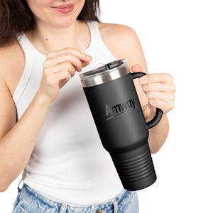 Amway Insulated Travel Mug, 40oz - Perfect for Gifting, Outdoor Adventures, Coffee Lovers, Road Trips, Customizable Drinkware