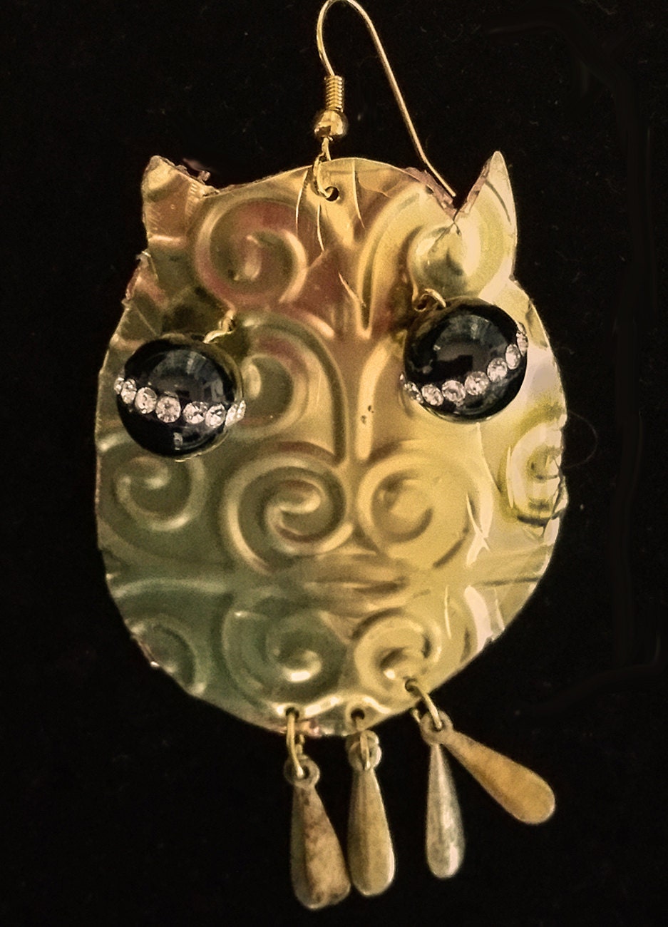 Owl earrings with Bead Caps