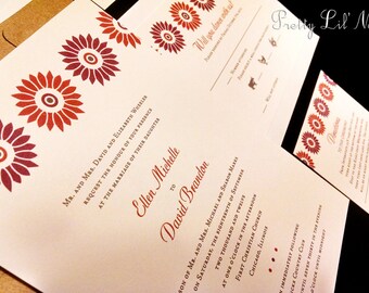Daisy Sunflower Summer Fall Custom Unique Wedding Invitation Poinsettia Flower Floral Outdoor Spring Winter Kraft Simple Modern Clean Fresh