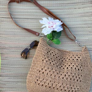Handmade,medium crochet bag made of cotton - Boho shopper, beach bag, shopping bag, summer bag, sustainable fashion for everyday life