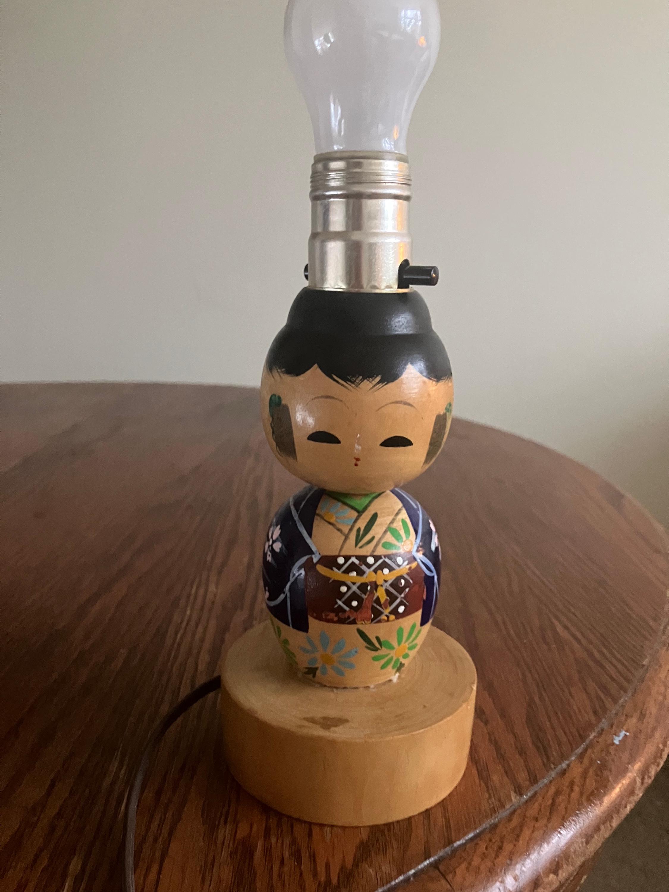 MCM Japanese Kokeshi Doll Lamp Working