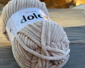 Soft velvety plush chenille yarn YarnArt Dolce knitting crocheting supply perfect for blankets, toys, amigurumi, scarves decor - 100g Ball