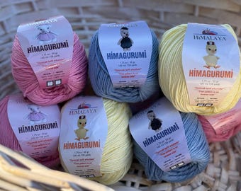 Soft cotton blend amigurumi yarn Himalaya Himagurumi Crochet knit yarn balls knitting supply ideal for toys, garments, accessories 50g