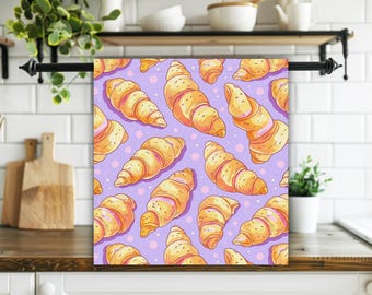 Cute Croissant Kitchen Towel Purple Kawaii Pastry Hand Tea Towel Fun Bakery Decor Gift for Baker FDHT05