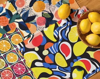 Abstract Citrus Placemats Set of 4, Retro Orange Lemon Table Mats, Colorful Kitchen Decor, Summer Dining Modern Kitchen Linen СSPM04