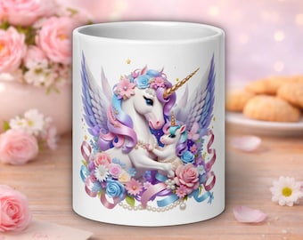 Unicorn Mom Mug Mother’s Day Gift Mom and Baby Coffee Cute Magical Birthday Cup Kitchen decor UNMG03