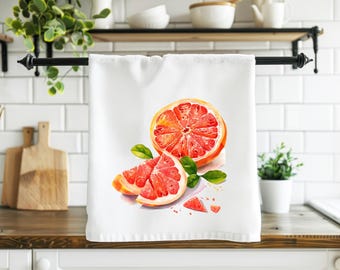 Grapefruit Kitchen Towel Citrus Fruit Tea Towel, Minimalist Kitchen Decor, Fresh Summer Dish Towel, Botanical Kitchen Gift CTTW10