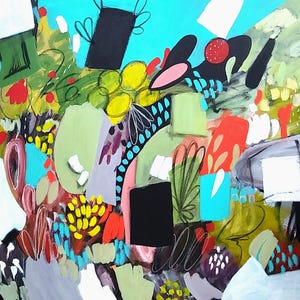 Original mixed media painting on canvas &quot;Glorious Morning&quot; 100x100x3,5cm