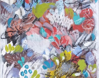 Original mixed media painting on canvas "Blooming" 40x50cm