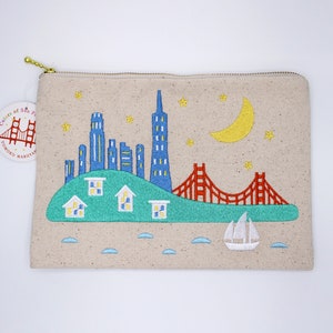 Embroidered San Francisco Skyline Pouch