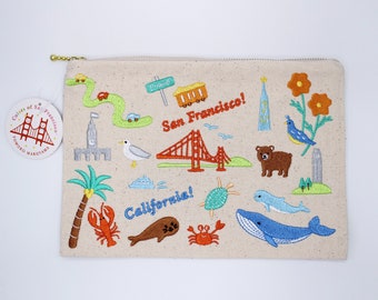 Embroidered San Francisco Landscape Pouch