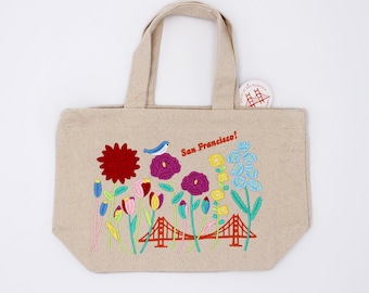 Embroidered San Francisco Flowers Lunch bag