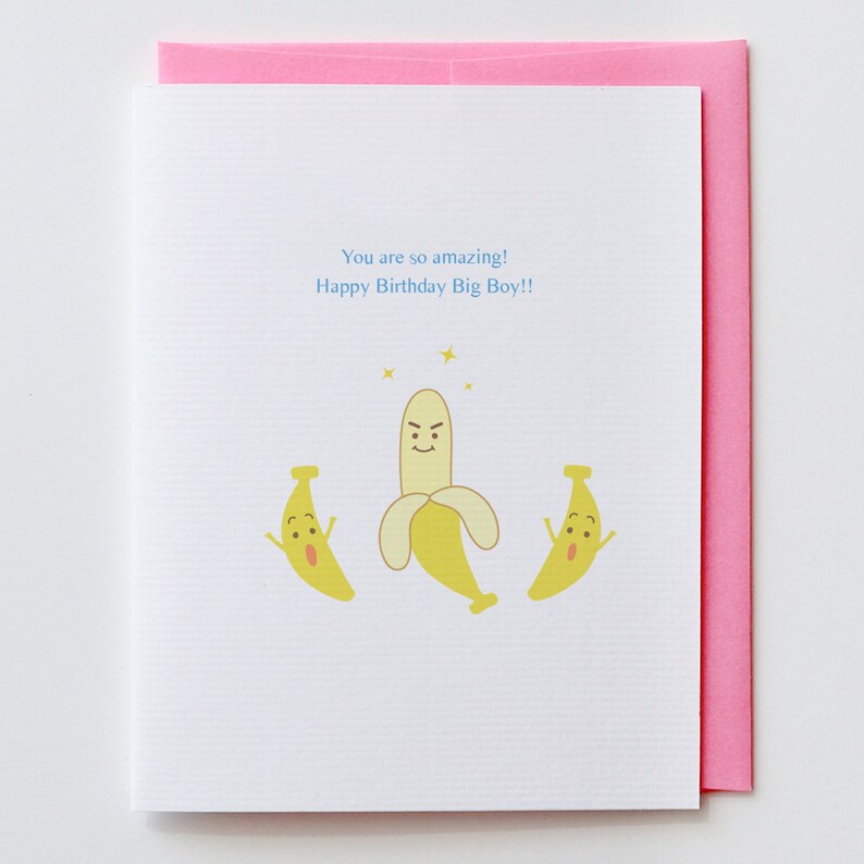 Big Boy Birthday Card Banana Happy Birthday Greeting Card Etsy