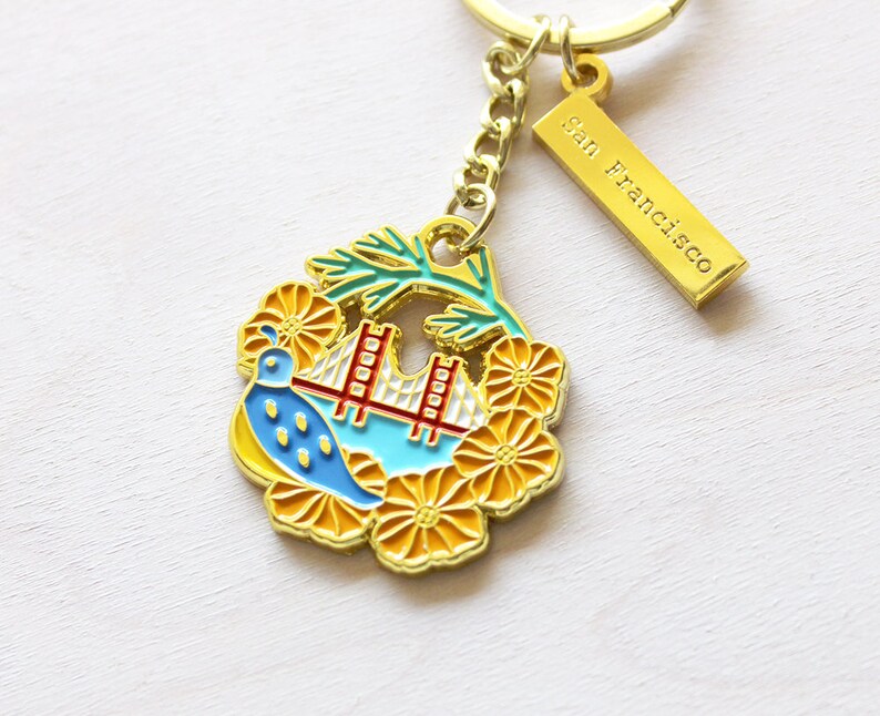 Golden Keychain Golden Gate Bridge California Gift Etsy