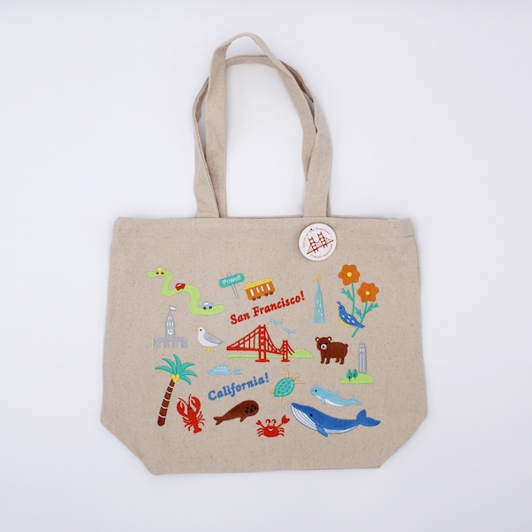 Embroidered San Francisco Landscape Tote Bag