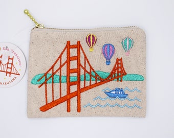 Embroidered San Francisco Colorful Balloons Coin Purse