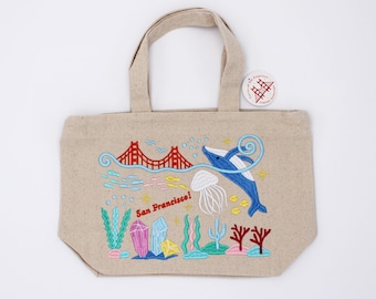 Embroidered San Francisco Sea Life Lunch bag