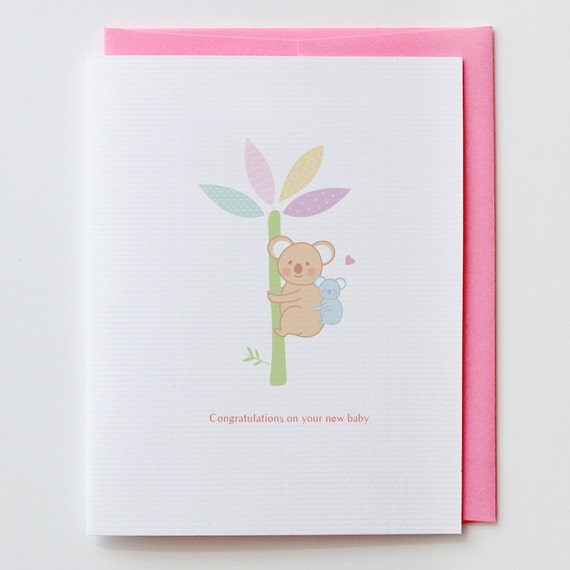 Bebe Koala Tarjeta Animales Tarjeta Nuevo Bebe Baby Boy Etsy