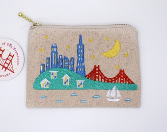 Embroidered San Francisco Skyline Coin Purse