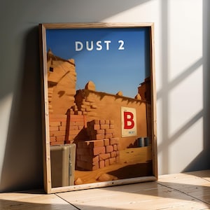 CS2 Dust2 B Site - Retro Travel Poster | CS2 CSGO Merch | Game Room | Gaming Poster | Art Print | CounterStrike Decor | Gifts For Dad