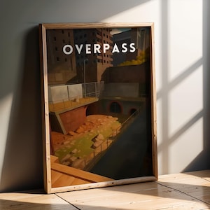 CS2 Overpass Water - Retro Travel Poster | CS2 CSGO Merch | Game Room | Gaming Poster | Art Print | CounterStrike Decor | Gifts For Dad