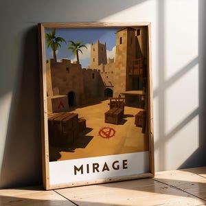 CS2 Mirage A Site - Retro Travel Poster | CS2 CSGO Merch | Game Room | Gaming Poster | Art Print | CounterStrike Decor | Gifts For Dad