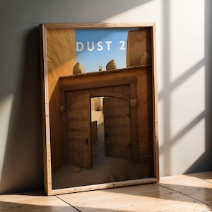 CS2 Dust2 Mid Doors - Retro Travel Poster | CS2 CSGO Merch | Game Room | Gaming Poster | Art Print | CounterStrike Decor | Gifts For Dad