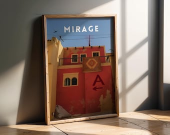 CS2 Mirage Travel Poster | Retro Gaming Art Print | Video Game Wall Decor for Gaming Rooms & Collectors