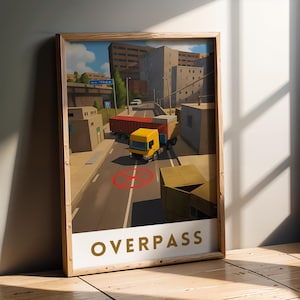 CS2 Overpass A Site - Retro Travel Poster | CS2 CSGO Merch | Game Room | Gaming Poster | Art Print | CounterStrike Decor | Gifts For Dad