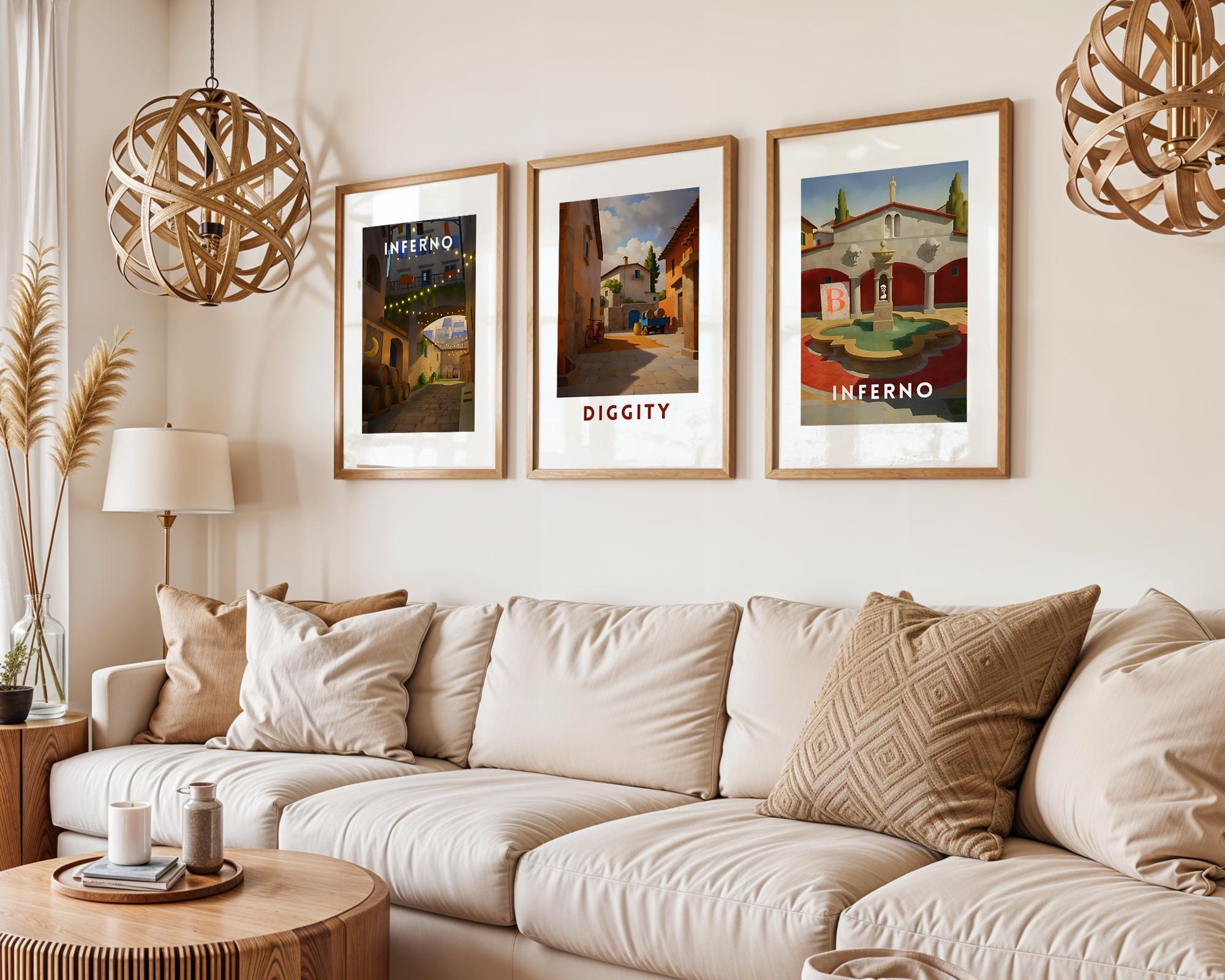 CS2 Inferno Banana Retro Travel Poster, Game Room Wall Art, Video