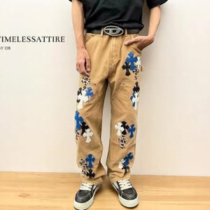 Men&#39;s Pocketed Star Jeans | Hip-Hop Denim Fashion | Retro Casual Pants | Comfortable Lightweight Apparel | Streetwear Gift for Him
