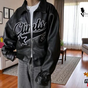 Men&#39;s Y2K Bomber Jackets | Hip Hop Embroidered Coat | Oversized Lapel Zip Jacket | Leather Moto Wear | Retro Punk Fashion