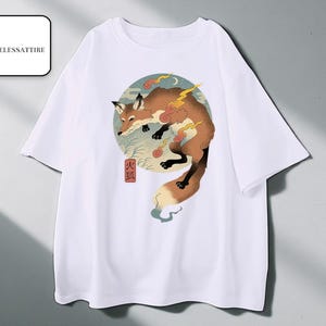 Fox Graphic T-Shirt | Fashionable Cartoon Style Tee | Comfortable Cotton Top | Oversized Casual Fit | Men&#39;s Short Sleeve Streetwear