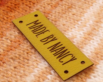 Vegan leather labels, custom clothing labels, labels for handmade items, knitting labels, leather tags, labels for crochet, custom tags, 25