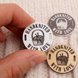 Acrylic tags for handmade items - personalized labels for knitting, crochet, sewing, accessories, swimwear - custom clothing labels - 25 pc