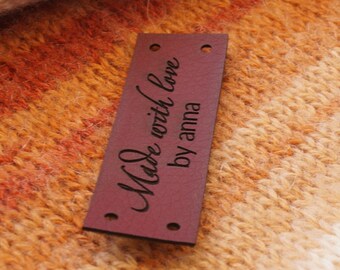 Vegan leather labels, leather tags, labels for handmade items, crochet tags, knitting labels, set of 25 pc