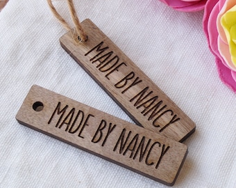 Product tags, wooden tags, personalized product tags, hang tags, custom tags, wooden labels, laser cut und engraved tags, your text or logo