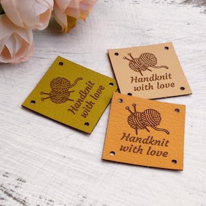 Labels for handmade items, crochet labels, vegan leather tags, tags for handmade items, set of 25 pc