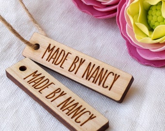 Product tags, wooden tags, personalized product tags, hang tags, custom tags, wooden labels, laser cut und engraved tags, your text or logo