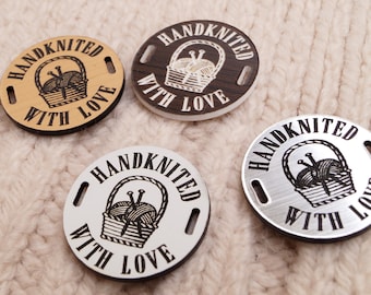 Acrylic tags for handmade items - personalized labels for knitting, crochet, sewing, accessories, swimwear - custom clothing labels - 25 pc